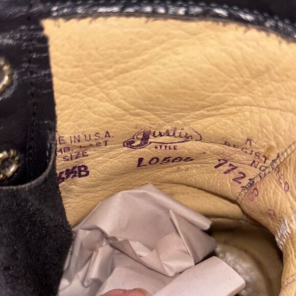 Vintage black leather Justin lace up Roper boots Sz 6.5 L0504 cowgirl - Picture 5 of 7